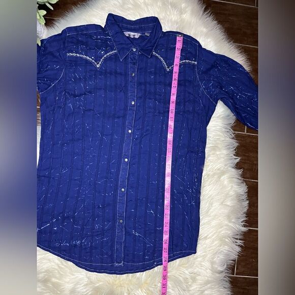 Rock 47 navy blue embroidered/studded button down sz XL - Picture 7 of 7